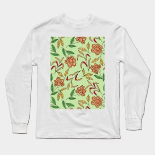 Colorful happy flower blossom pattern in green Long Sleeve T-Shirt
